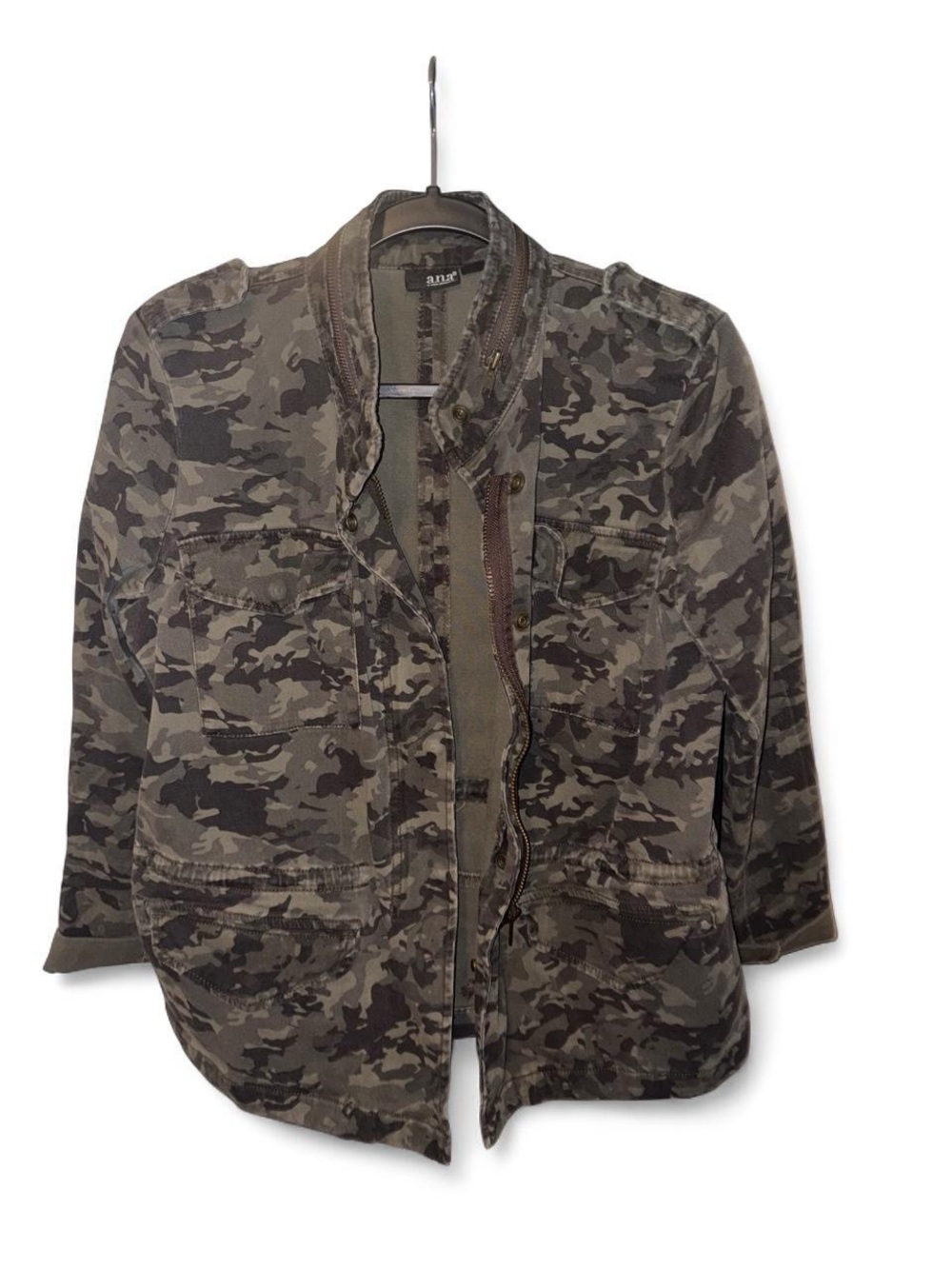 a.n.a Women's Camouflage Utility Jacket - Olive/Charcoal
